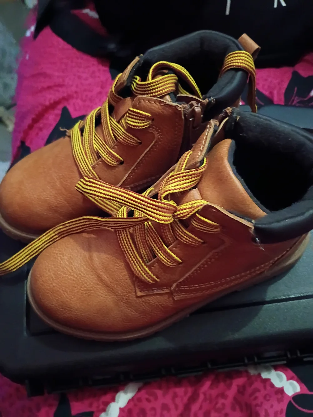 Kids Brown Lace-Up Ankle Boots - Brown